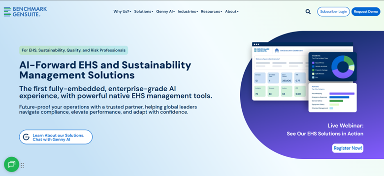 Benchmark Gensuite logo – EHS software for audits, incidents, and corrective action management