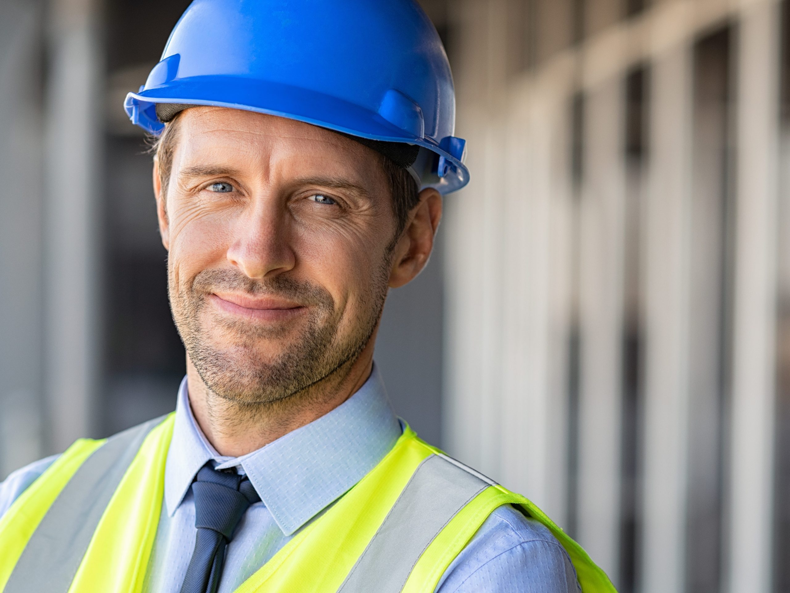 smiling architect on worksite