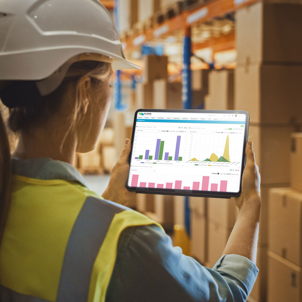 EHS training reporting on tablet