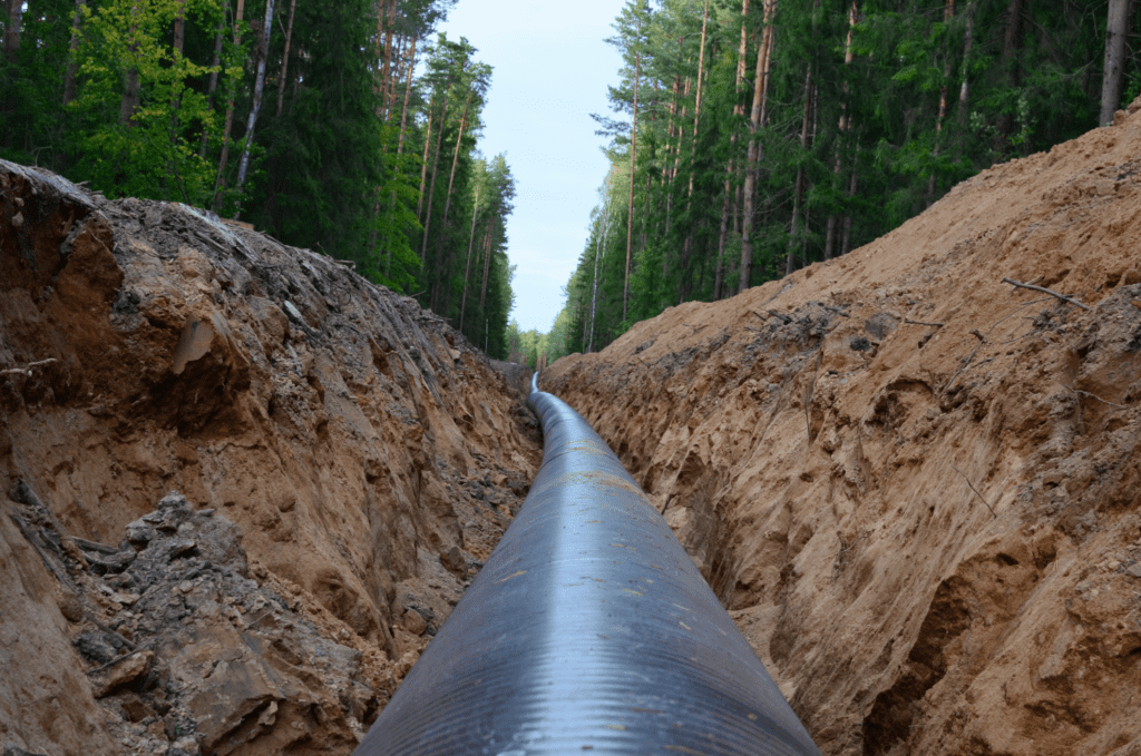 Pipeline laid in trench