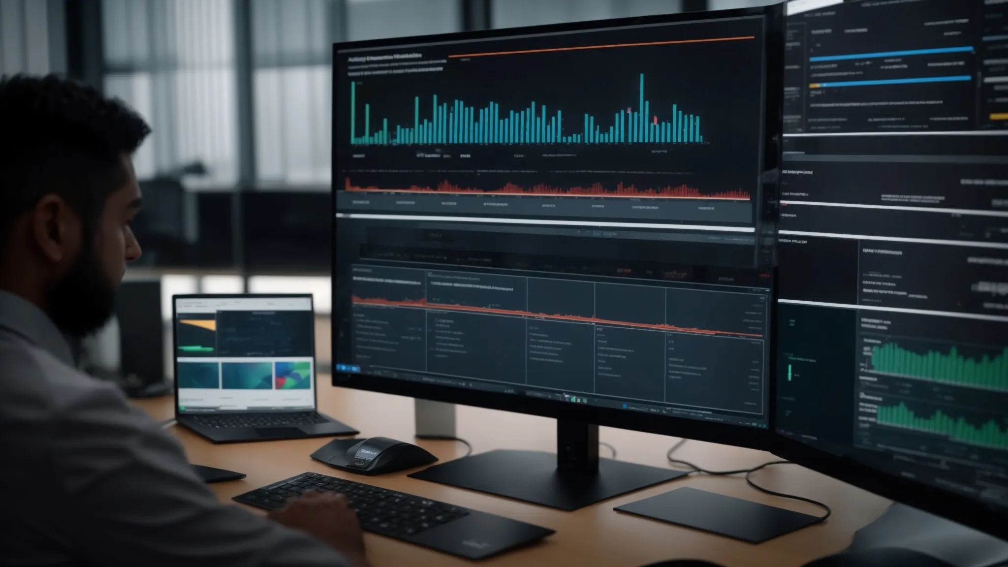 a sleek, high-tech software interface displaying detailed audit capabilities and streamlined resource management tools to enhance regulatory compliance in manufacturing.