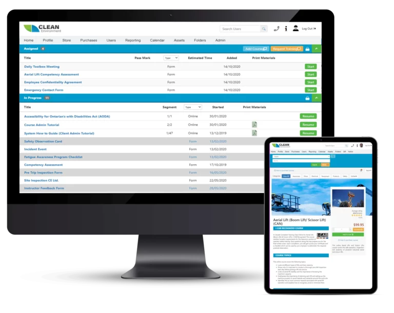 LMS Software Demo on an iPad and iMac/desktop