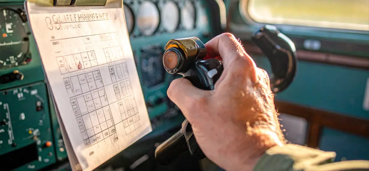 Pilot’s hand on aircraft controls representing the importance of following procedures and resisting shortcuts to maintain safety.
