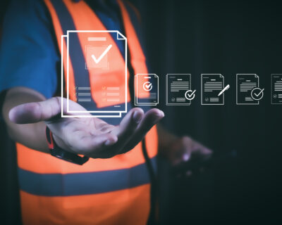 Worker submitting a hazard assessment through a mobile safety form