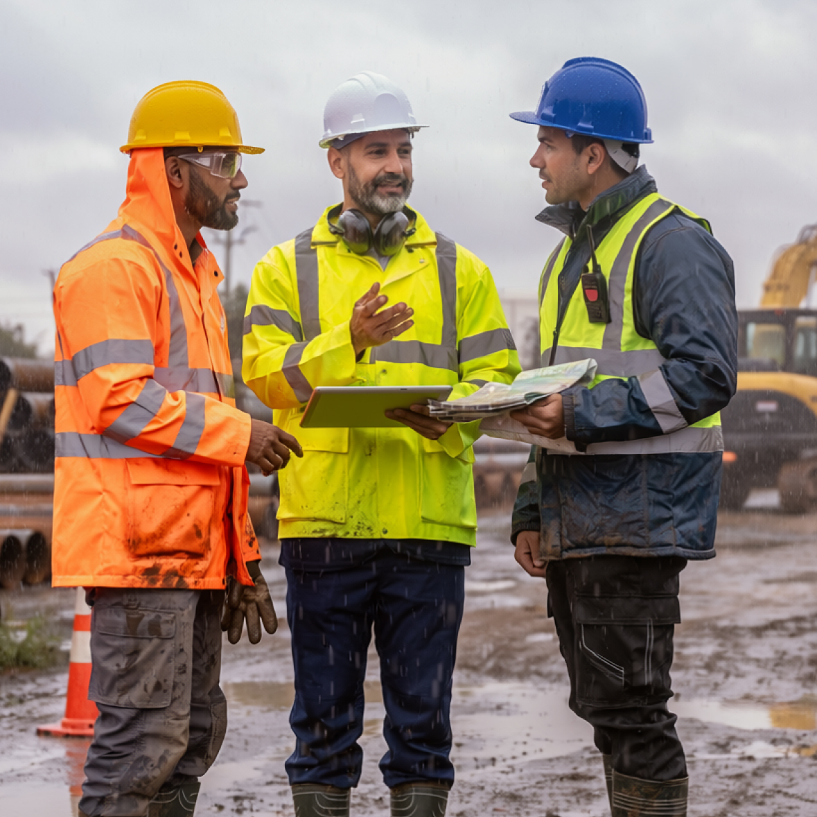 Safety leader working alongside frontline employees during a jobsite safety walkthrough